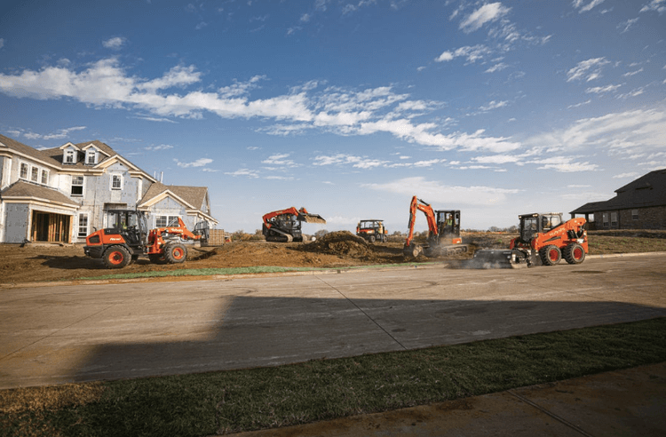 Construction Equipment working on a residential site